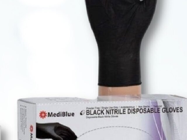 MediBlue Black Nitrile Disposable Gloves