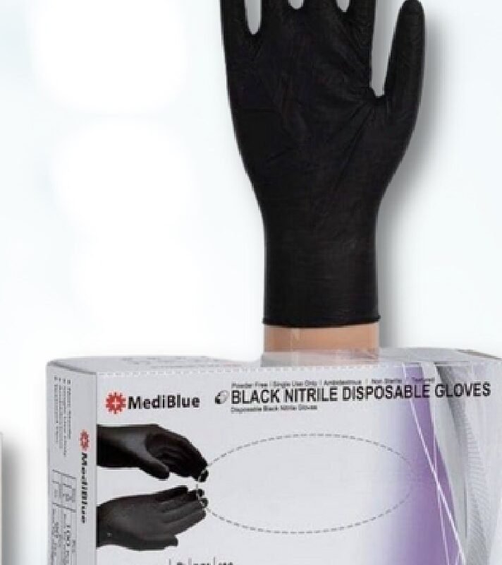 MediBlue Black Nitrile Disposable Gloves